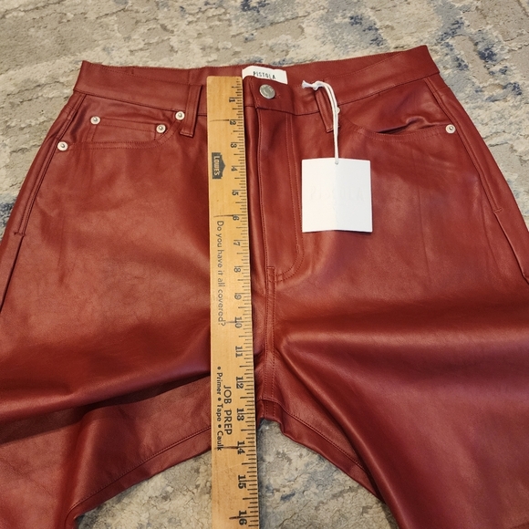 NWT Pistola Red Faux Leather Cassie High Rise Straight Pant Carmine Size 31 (12) - Picture 6 of 16